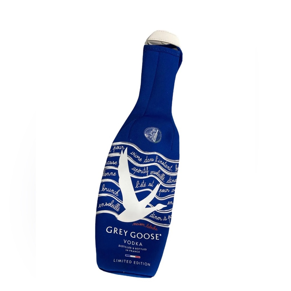 Grey Goose Vodka Neoprene Bottle Cooler Limited Edition Chiller blue white